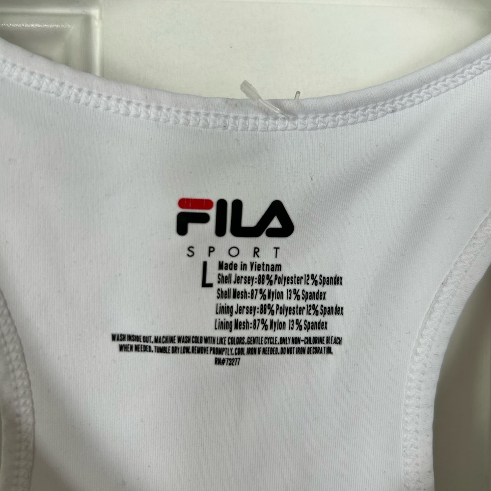 Fila White Front Zip Racerback Sports Bra - Picture 2 of 2